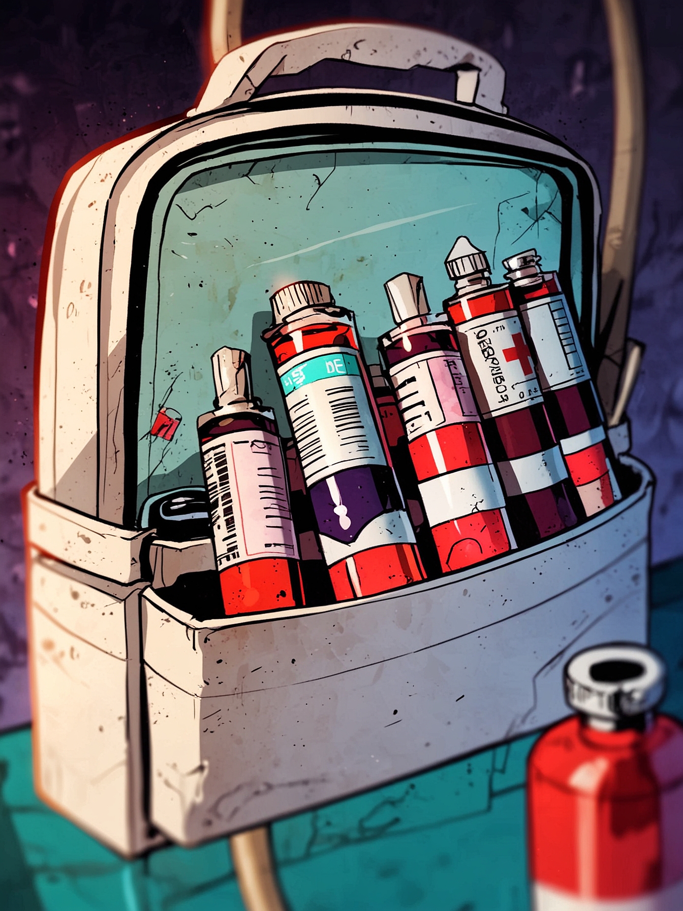 As you look around, you are able to secure a portable medkit and some emergency rations. You open the medkit, and are able to administer some medication clearing away much of the brain fog and exhaustion.