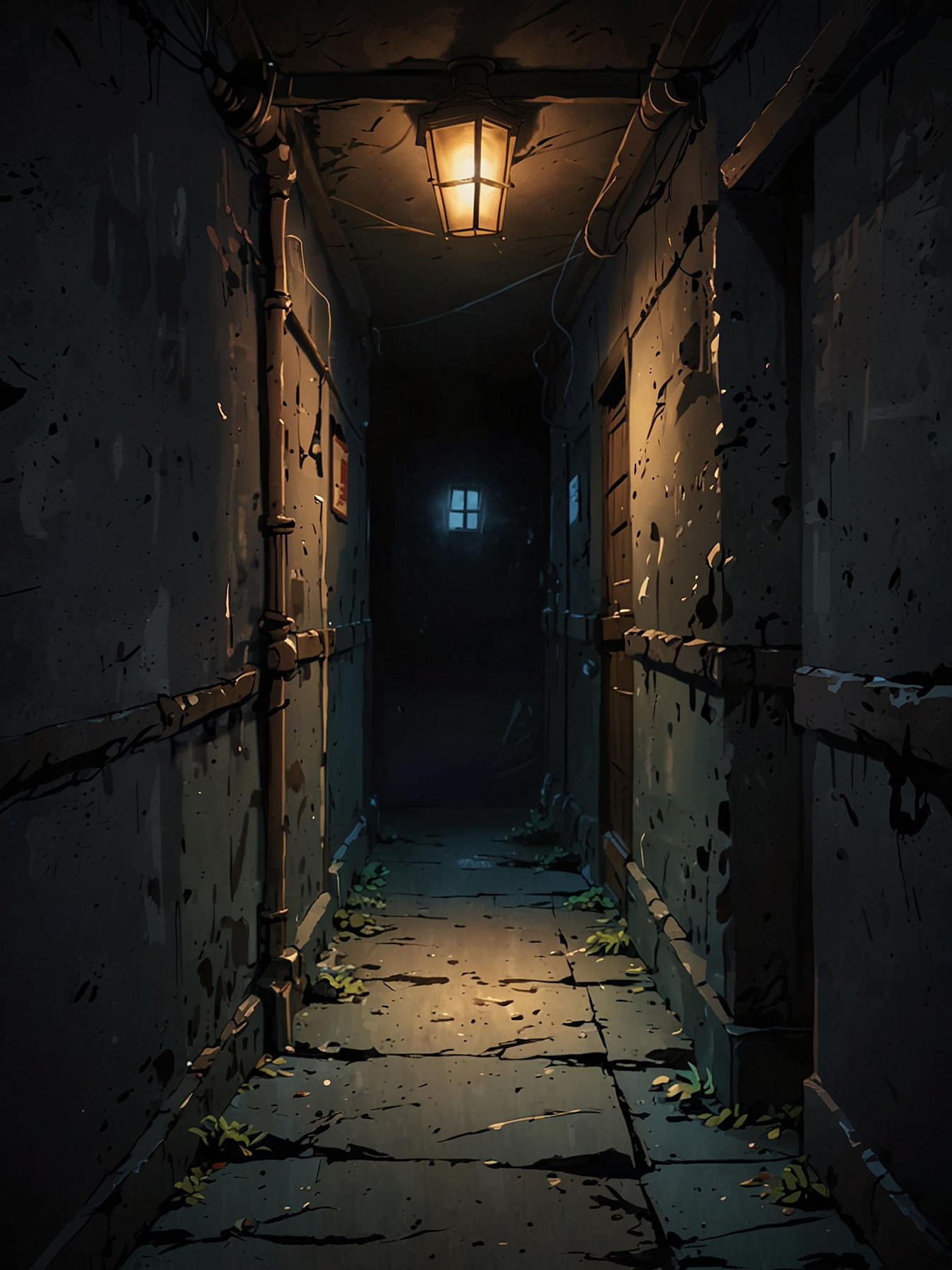 You and Kiro step into a narrow corridor, darkness stretching into every corner of the prison's basement. Small torches line the walls, casting flickering patches of light to illuminate your path.