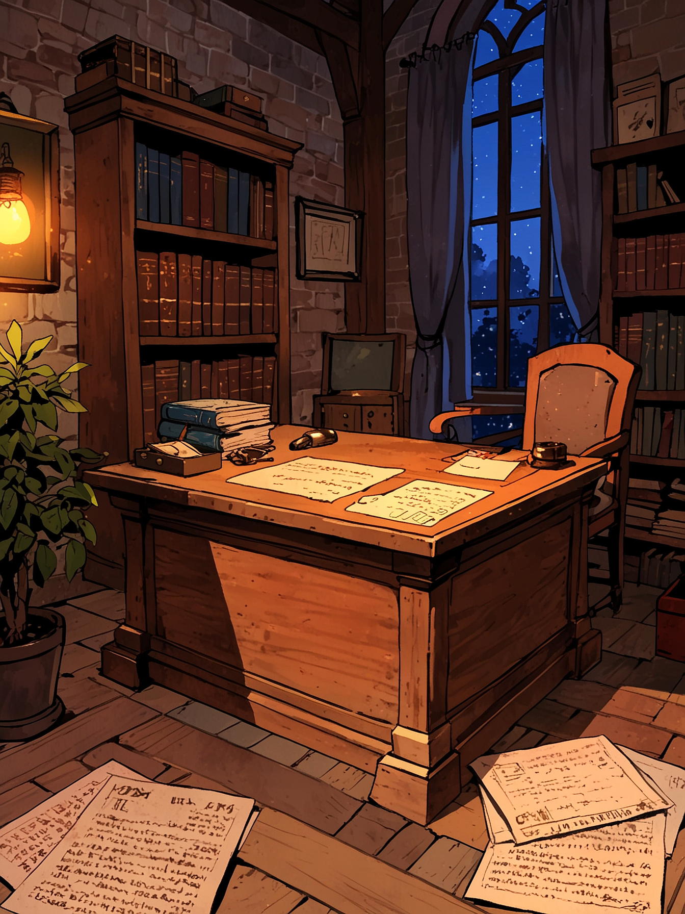 You pick the lock and enter the office without being seen. There are documents around as well as various letters. You start looking through the papers for clues that might help in your investigation.