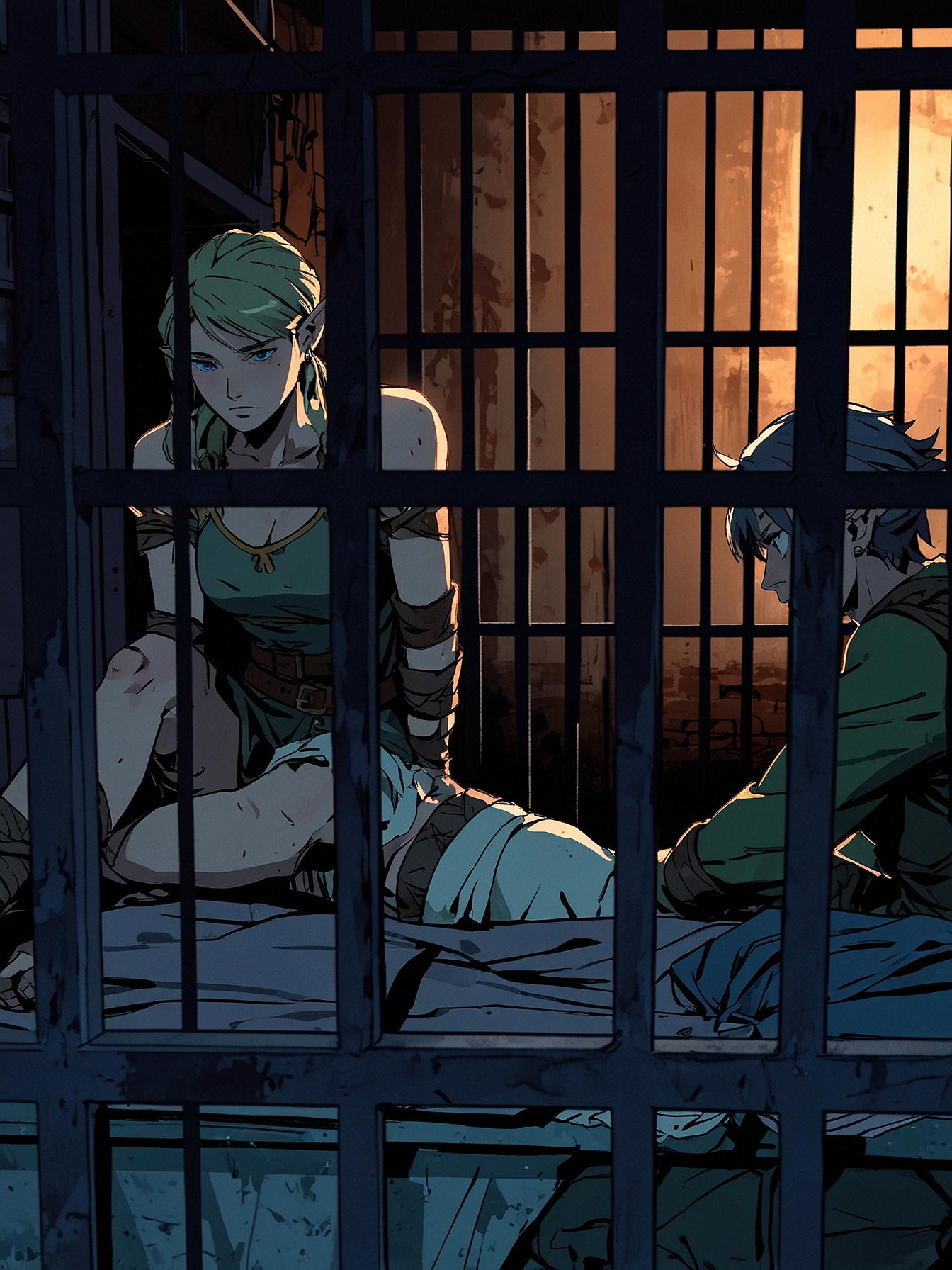 You approach the cage and lower your voice to talk to the mercenaries. They introduce themselves as Fiona and Klaus, both part of the Hollow Warriors. They ask you to pick the lock and let them out.