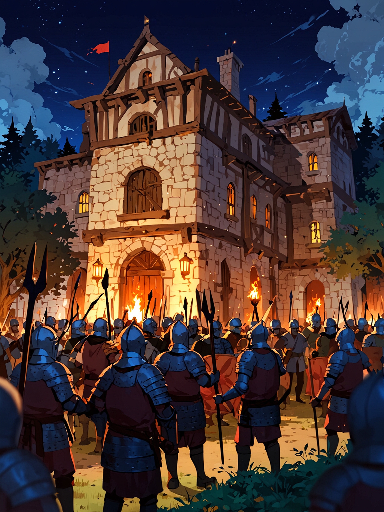 You approach Thalon, yet a fight erupts between the villagers and the guards. Something is wrong as the guards seem unusually aggressive and determined. You manage to make your way to Anais, seeking answers.