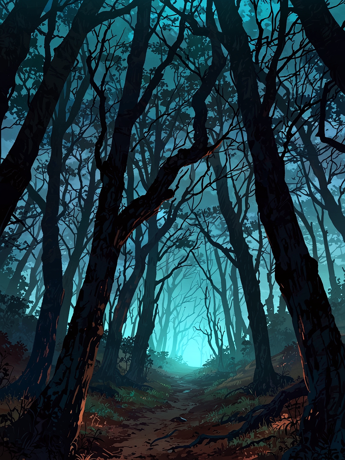 You walk forward through the path in the twisted woods, the eerie mist thickening around you. Suddenly, you hear a wail echoing from somewhere around you. Your heart races as you try to pinpoint the source of the haunting sound.