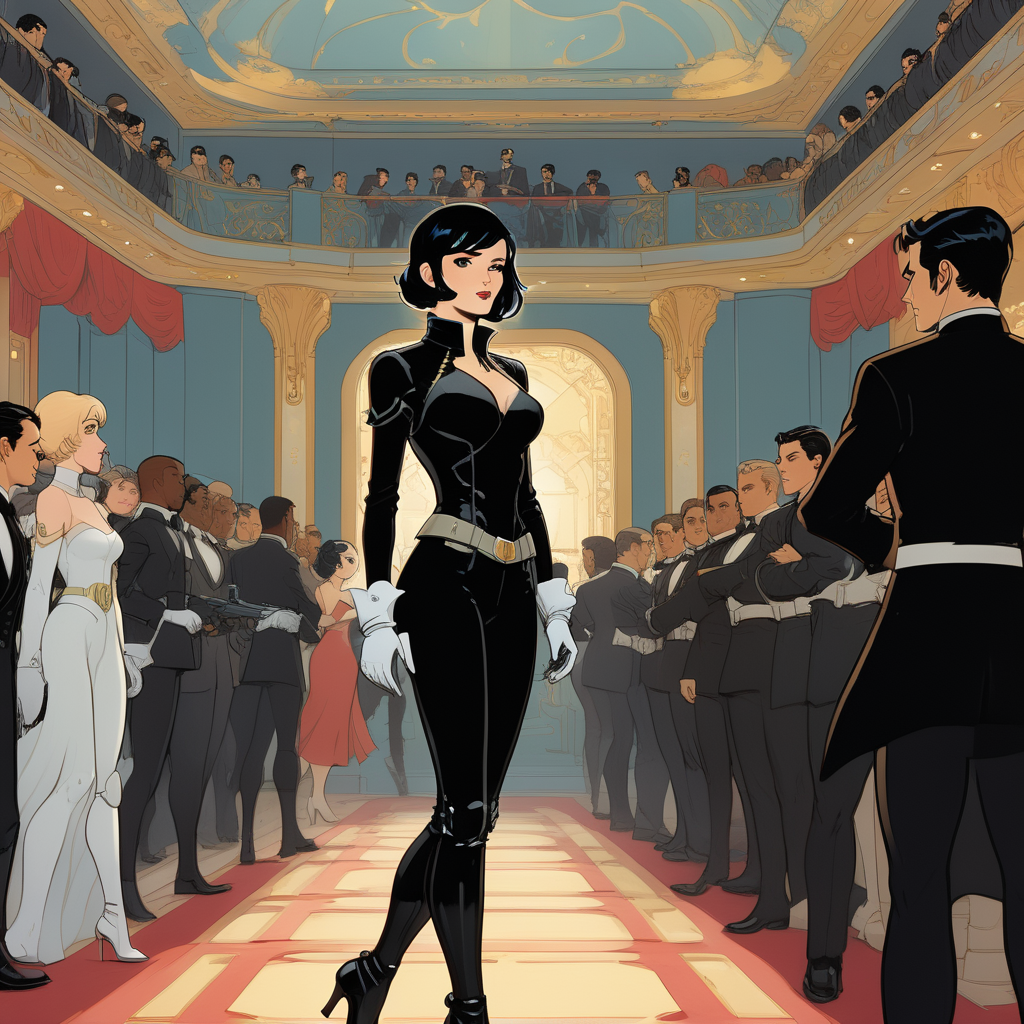 Mingling with the elite, Astra's elegance masks her true intent: to uncover the magnate’s darkest machinations.