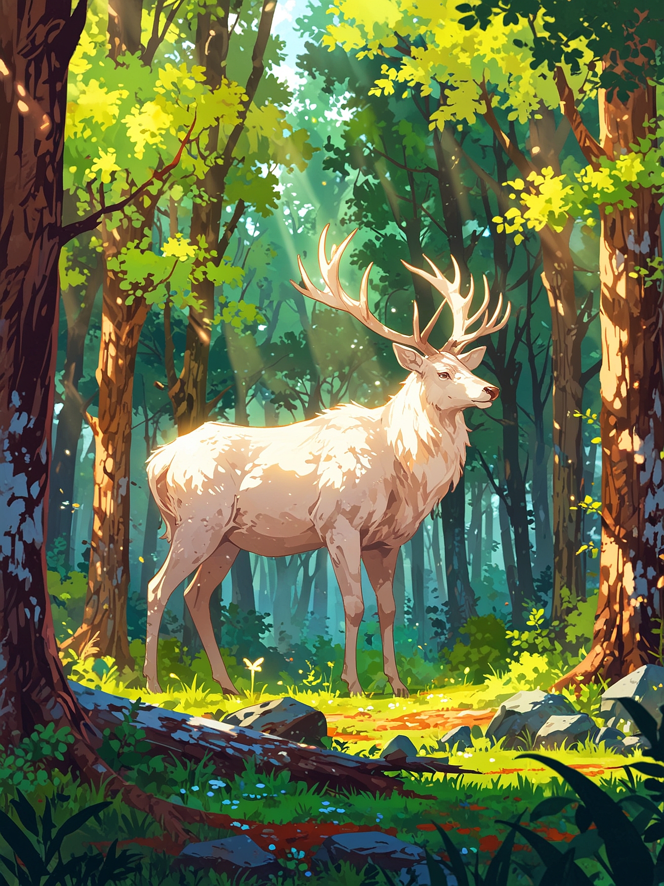 You approach the elk cautiously, marveling at its majesty. It gazes at you, then turns and gracefully retreats deeper into the forest, leaving you in awe.