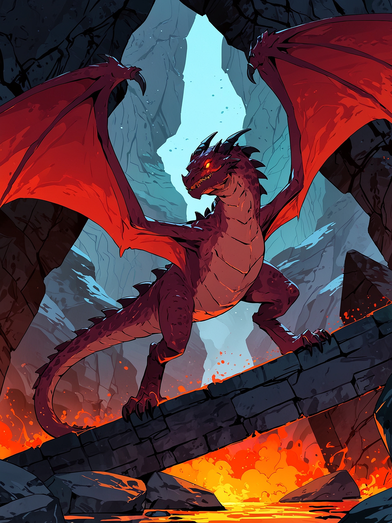 You brave the heat and charge at Drierion. As you strike, the magma that accompanied the dragon as he emerges, engulfs you in flames. You die in agony as Drierion laughs at you.