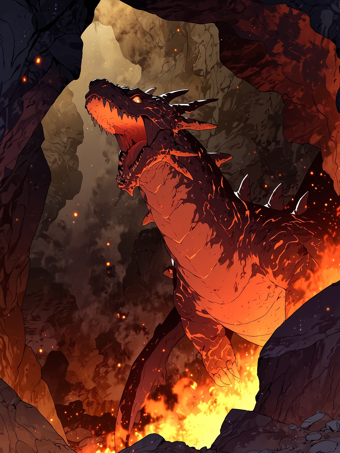 You decide that the best course of action would be to stand your ground and jump on Drierion as he rushes the bridge. It is a grave mistake. As the mighty Dragon bullrushes the bridge, you are thrown directly into the magma lake beneath, burning in agony. 