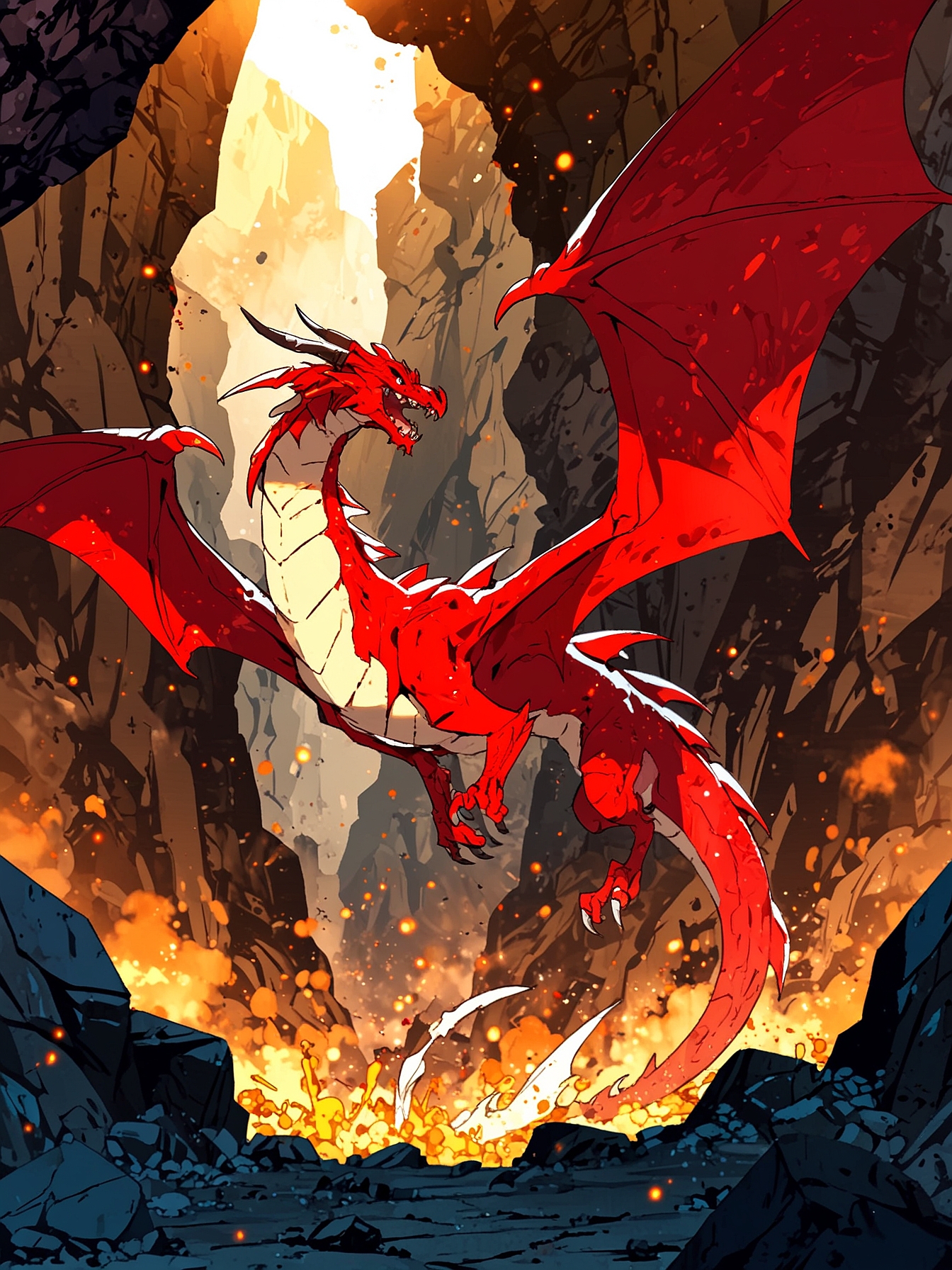 You break away from your hideout and make a run for it. Just as you leave, Drierion strikes the boulder and obliterates it. You manage to run through a series of elevated rocks and reach the Dragon's chest, where you see a small hole in his scales. 