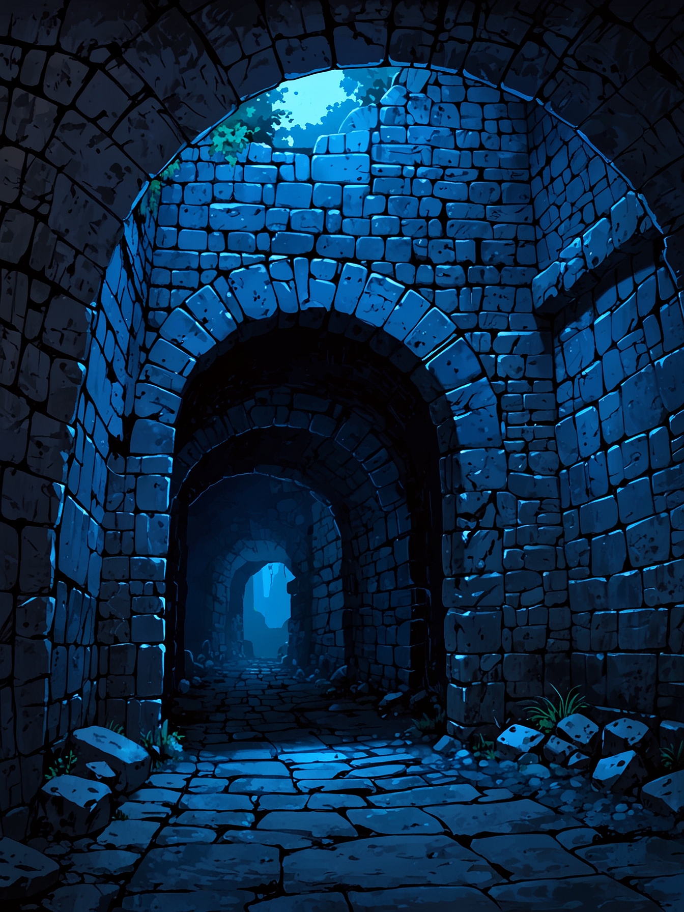 You head east, hoping to find signs of the White Purestone. The path narrows as you reach an intersection in the tunnels. As you approached from the west, you now have multiple sections through which you can explore. 