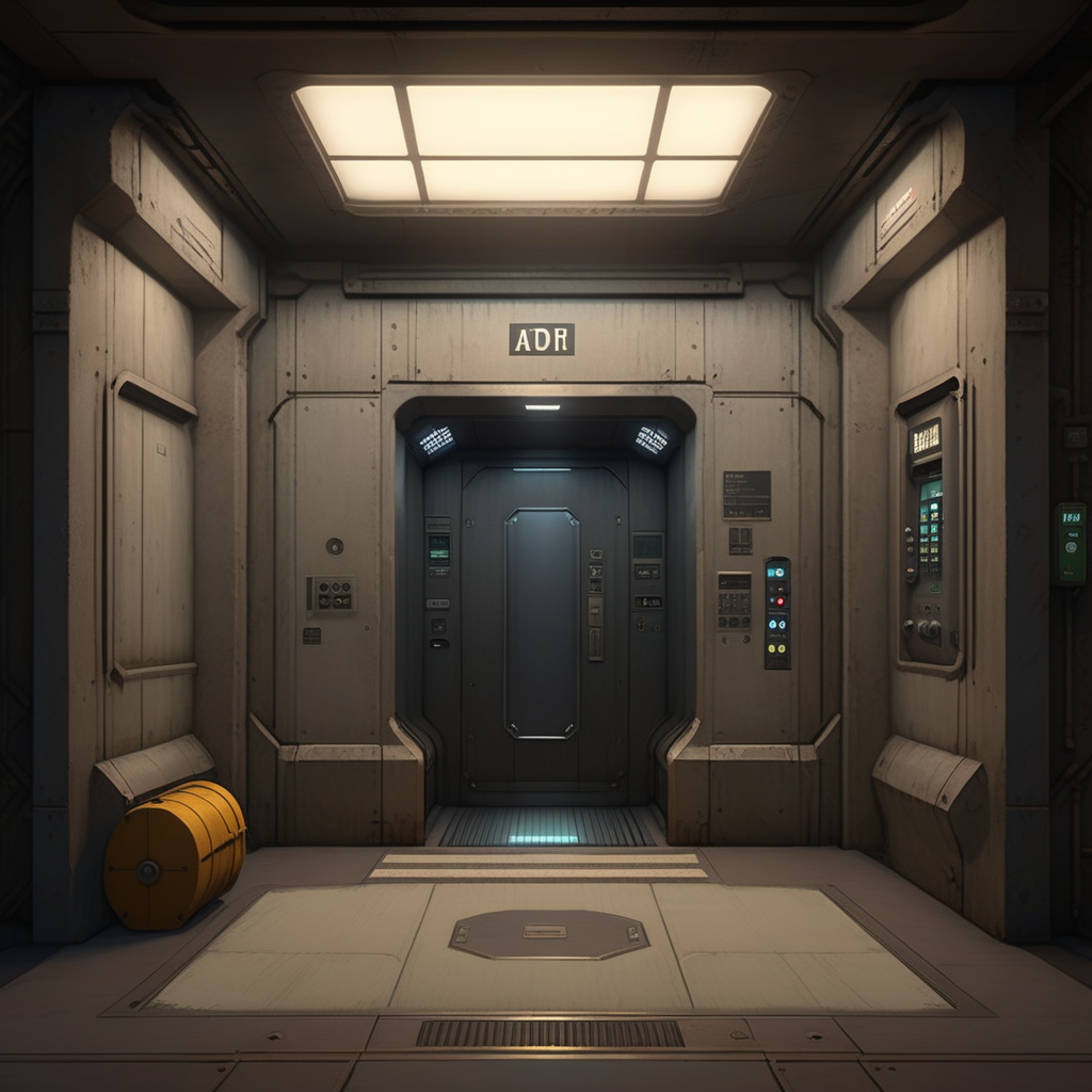 You enter the bunker's dim interior and find an elevator with three buttons: A, B, and CL.