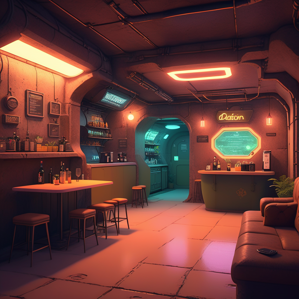 You push open the left door, revealing a cozy cafe area within the bunker. Nothing catches your attention here.