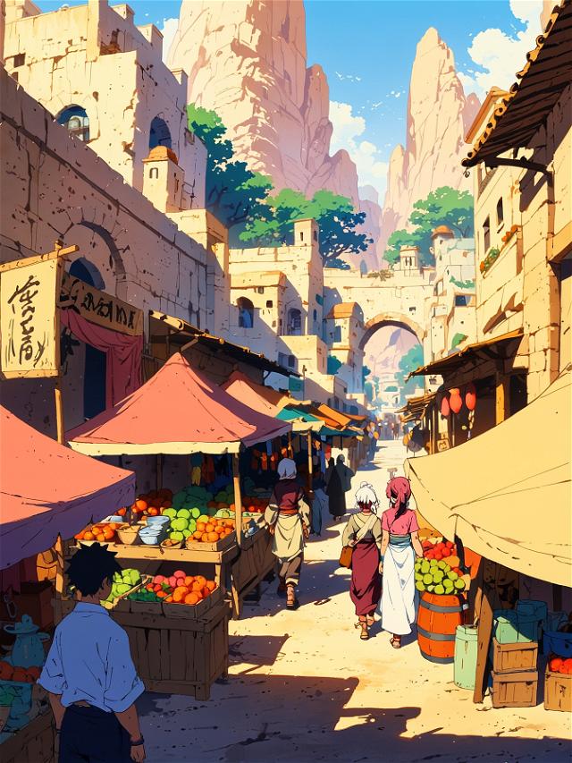 You wander through the bustling bazaar, curious eyes taking in the exotic goods and vibrant life of Alabasta.