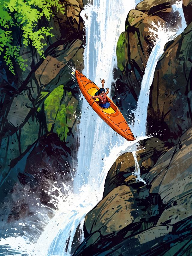 You decide to trust the river's flow, relaxing your grip on the paddle. The waters carry you effortlessly, right over a waterfall where you are never seen again