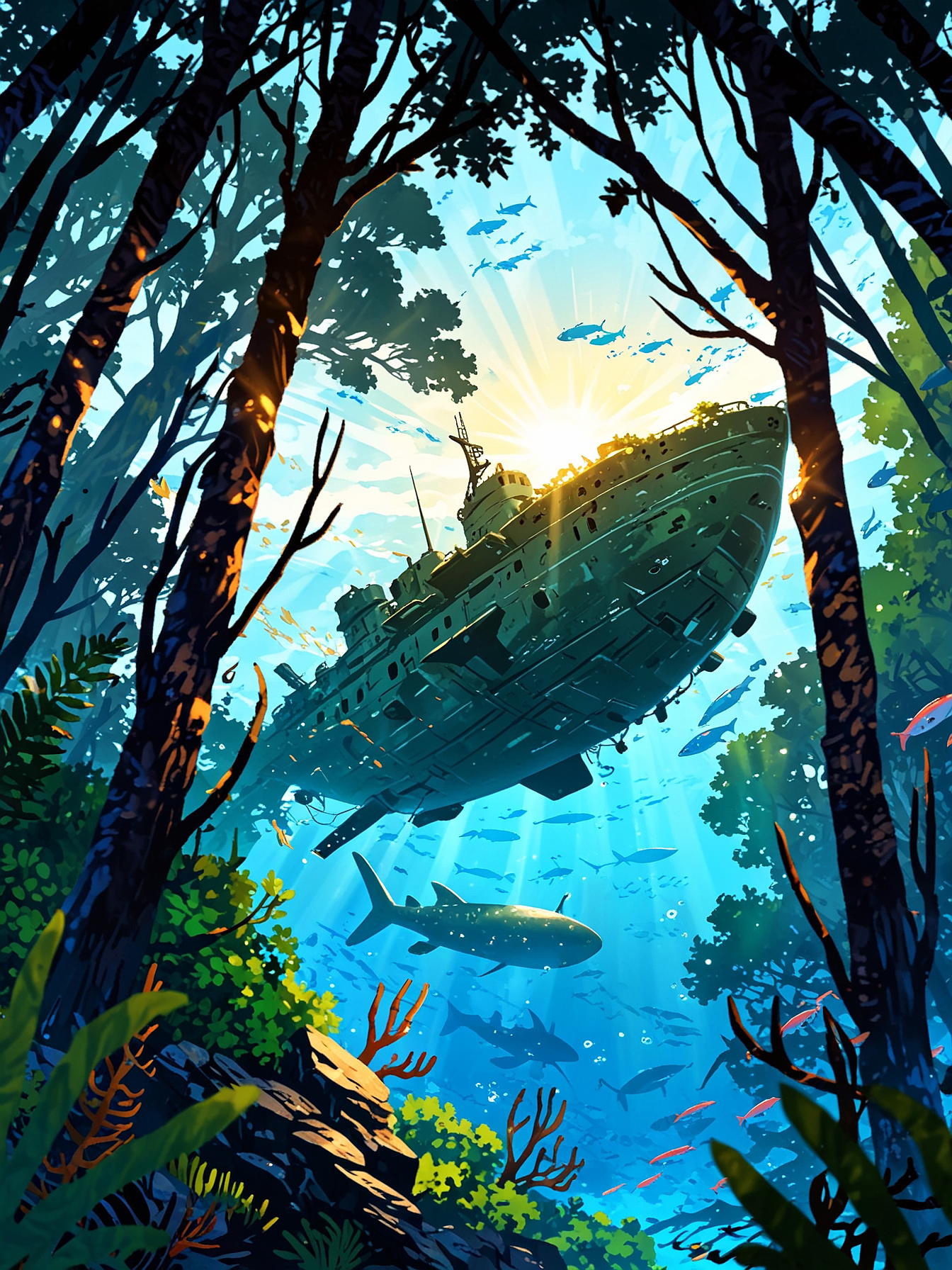 You connect with the Fiship's and suddenly become aware of entire ocean around you. The calm currents feel like the softest brush of wind. You cannot help but feel inspired as you weightlessly zigzag through the dense kelp forest. The lurkers struggle to keep up and eventually lose interest.