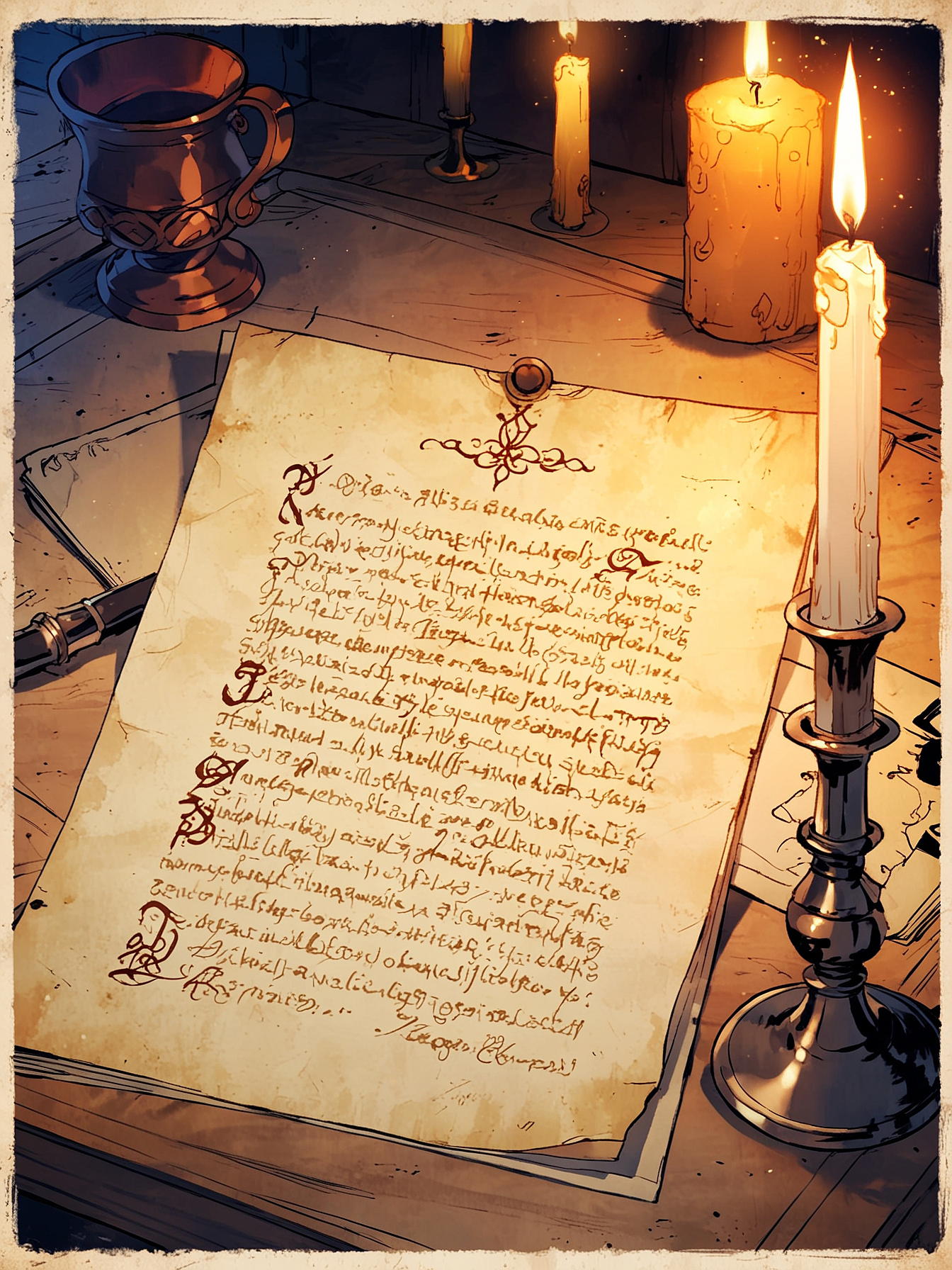 You decide to take a closer look at the satchel underneath the table. Inside, you find a note from a woman named Loretha. She is angry that Johan doesn't love her anymore, and is desperate to gain his affection again. It is signed with the sigil of the mayor of Greymoor.