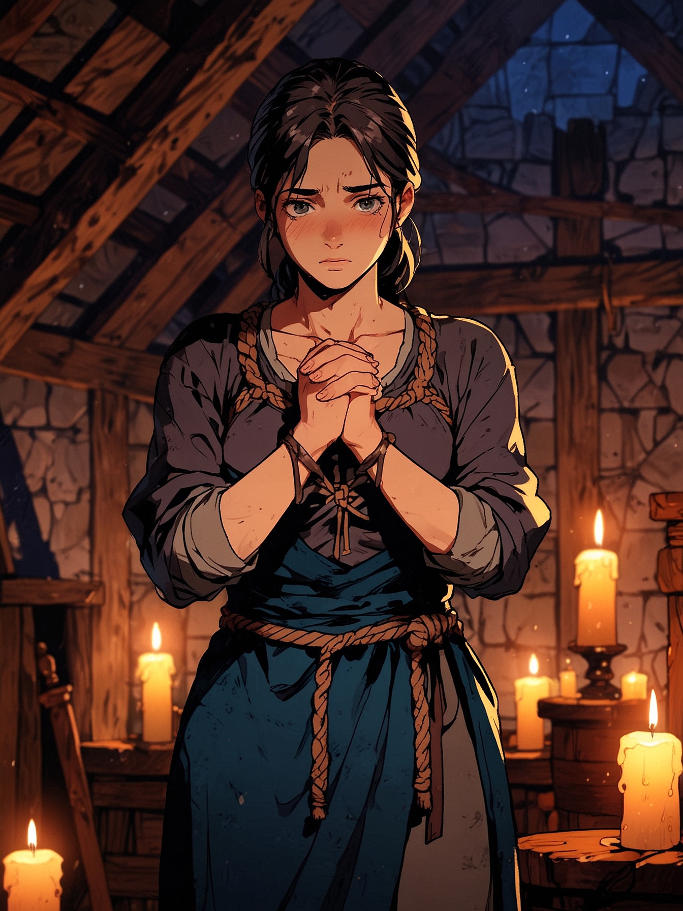 You decide to spare Loretha's life and ensure she faces justice. You subdue her and tie her hands, making sure she won't escape. Now, you must deliver her to the people of Greymoor and reveal her dark deeds.