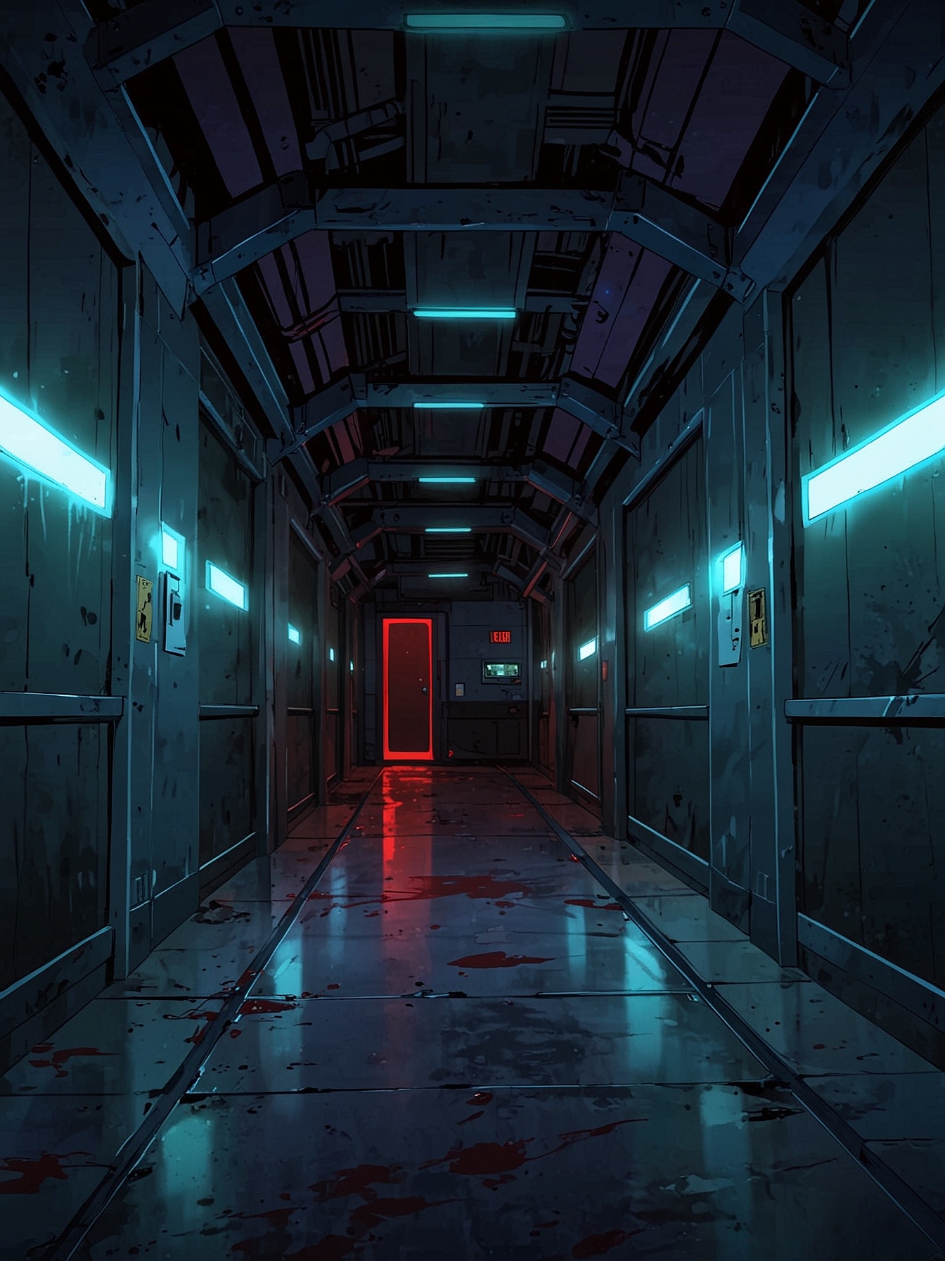 You and your team exit the small room, continuing down the corridor toward the mysterious blip on the scanner.