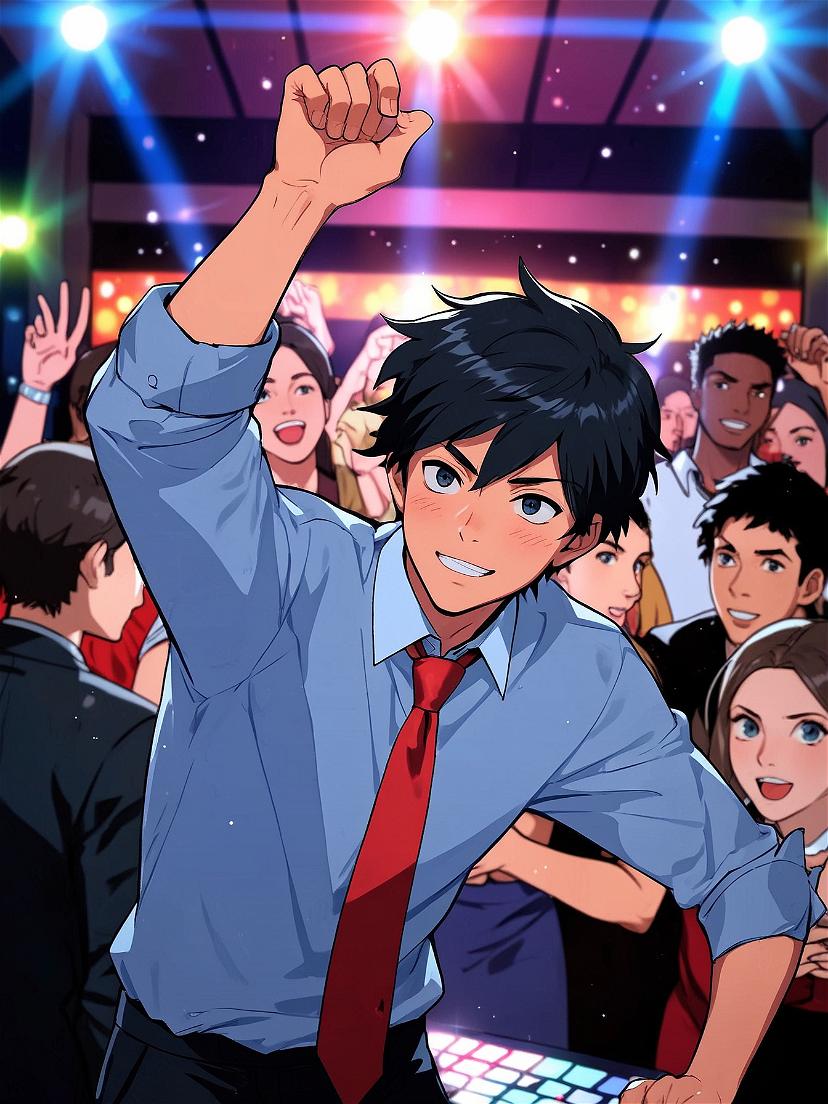 Hey, come join us on the dance floor! The music is amazing, and everyone's having a great time!