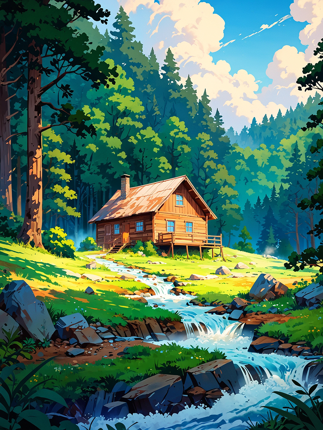 you woke up in the middle of the forest there you see a cabin, the forest trees seems to it. You have no idea how you got here