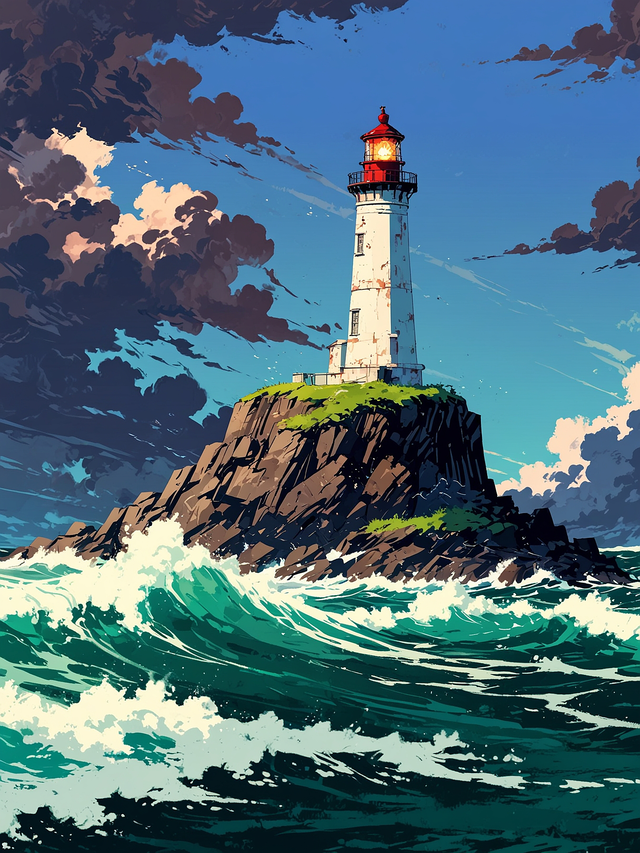 You decide to explore the mysterious lighthouse and step inside, hearing the echo of your footsteps.